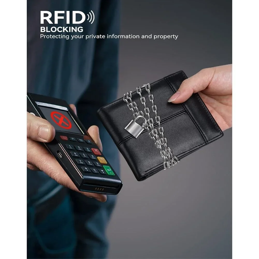 Mens Wallet RFID Blocking Leather Bifold Wallets For Mens, Extra Capacity